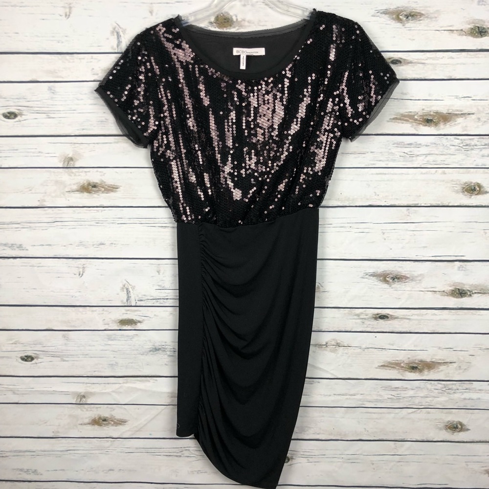 Bcbgeneration Small Black Sequin Bodycon Dress - image 1